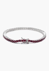 small outstanding silver red ruby birthstone bracelet